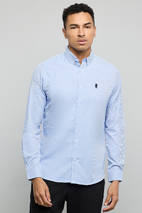 Striped Shirt with Button-Down Collar and Long Sleeves