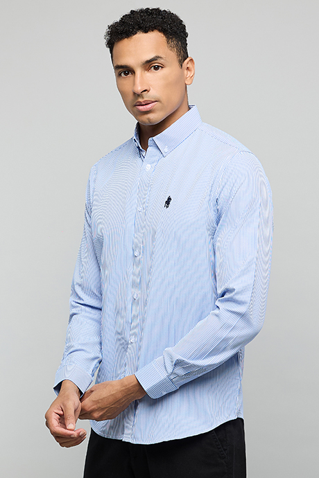 Striped Shirt with Button-Down Collar and Long Sleeves