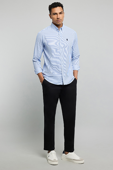 Striped Shirt with Button-Down Collar and Long Sleeves