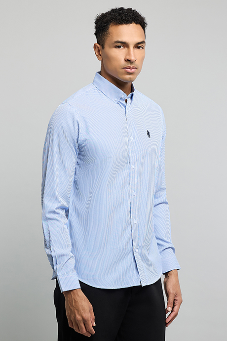 Striped Shirt with Button-Down Collar and Long Sleeves