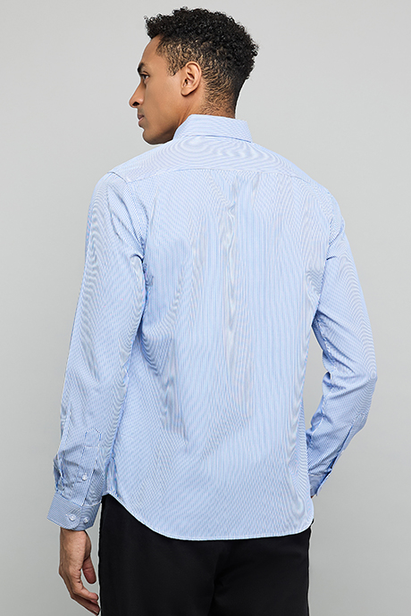 Striped Shirt with Button-Down Collar and Long Sleeves