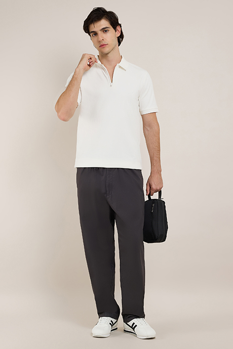 Textured Polo T-Shirt with Short Sleeves
