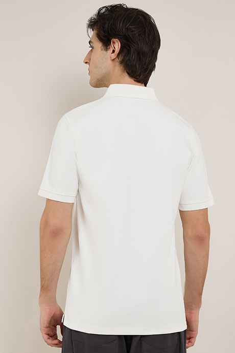 Textured Polo T-Shirt with Short Sleeves