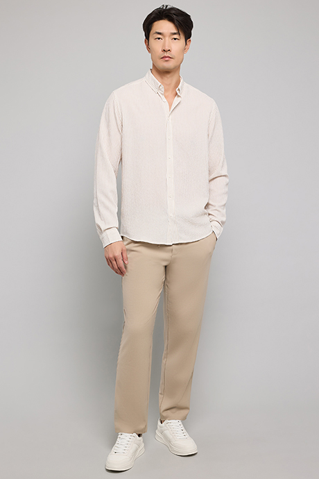 Striped Shirt with Button-Down Collar and Long Sleeves