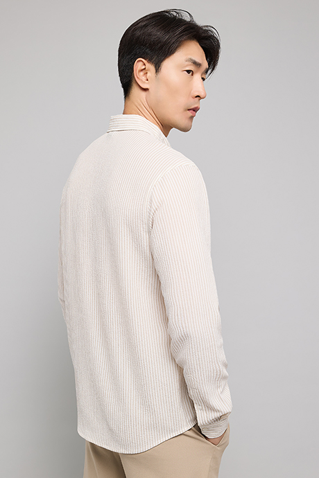 Striped Shirt with Button-Down Collar and Long Sleeves