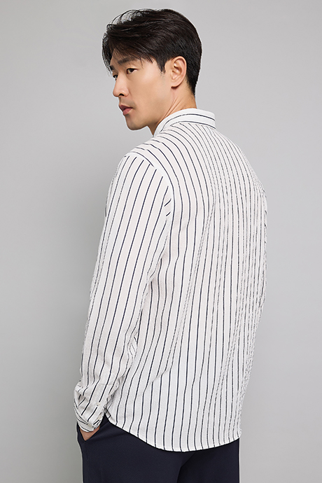 Striped Shirt with Button-Down Collar and Long Sleeves