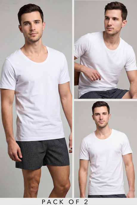 2 Pack Solid Short Sleeves Vests