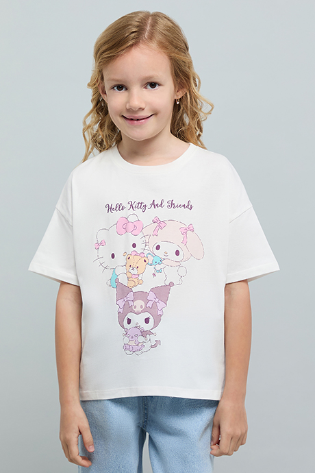 Kuromi Print T-Shirt with Crew Neck and Short Sleeves