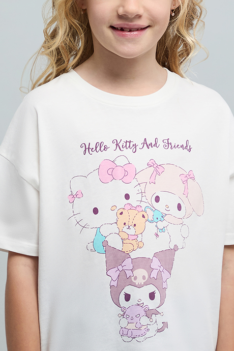 Kuromi Print T-Shirt with Crew Neck and Short Sleeves