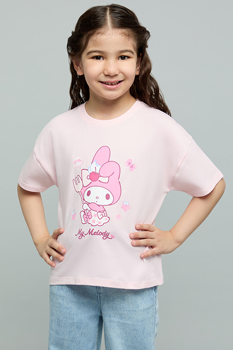My Melody Print T-Shirt with Crew Neck and Short Sleeves