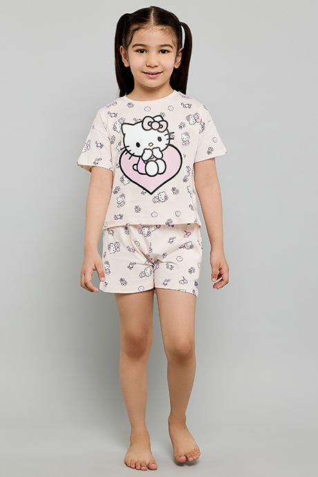 Hello Kitty Print Shorty Pyjama Set