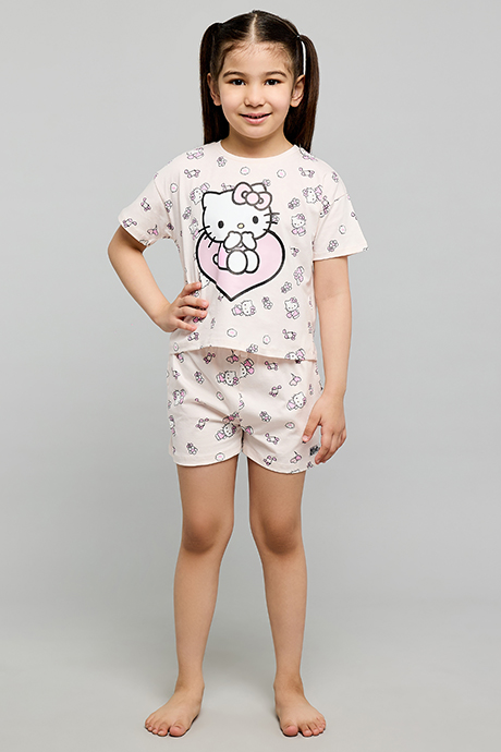 Hello Kitty Print Shorty Pyjama Set