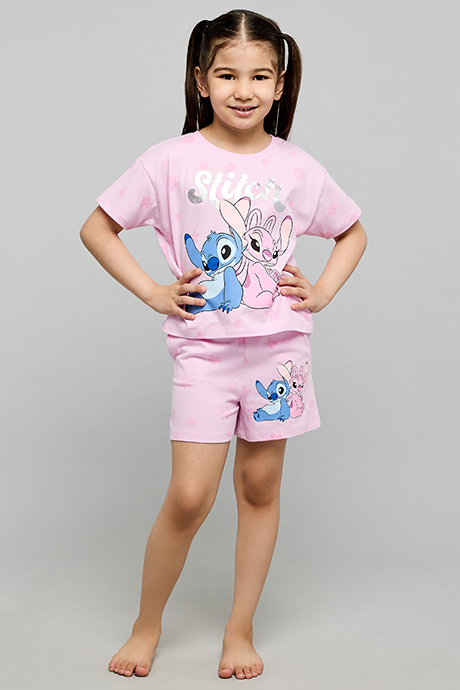 Angel & Stitch Print Shorty Pyjama Set