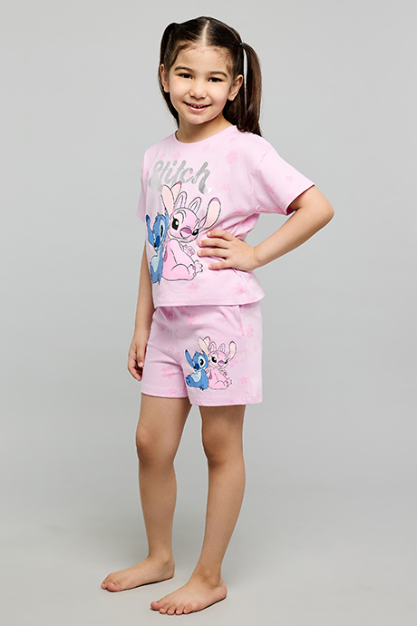 Angel & Stitch Print Shorty Pyjama Set