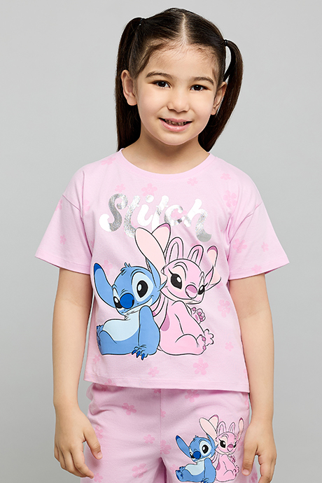 Angel & Stitch Print Shorty Pyjama Set