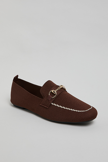 Gold Horsebit Textured Slip-on Loafers
