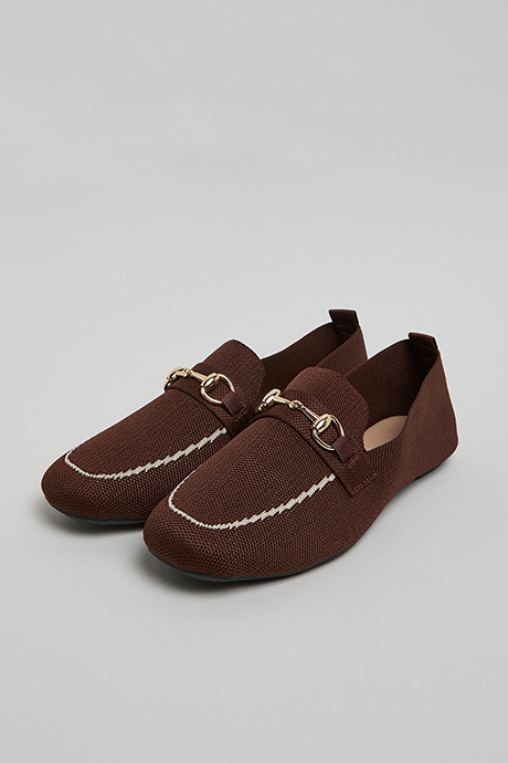 Gold Horsebit Textured Slip-on Loafers