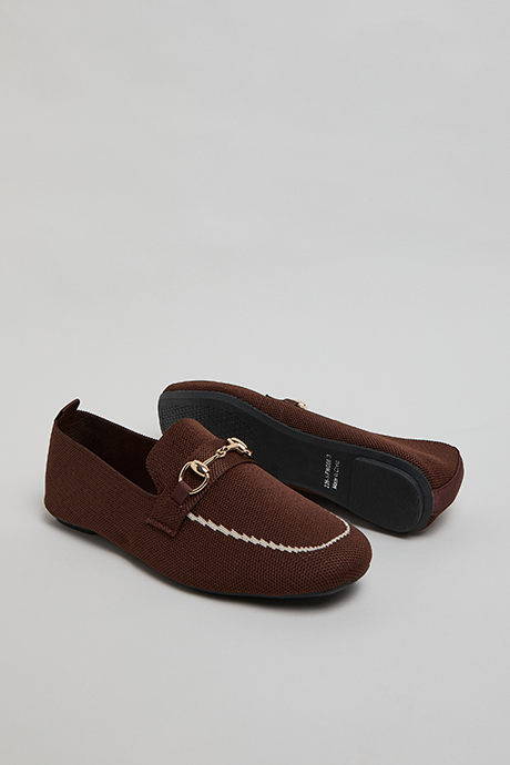 Gold Horsebit Textured Slip-on Loafers
