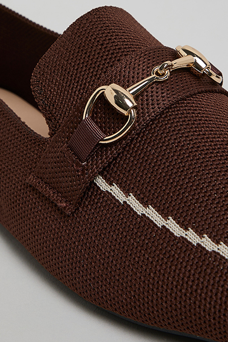 Gold Horsebit Textured Slip-on Loafers