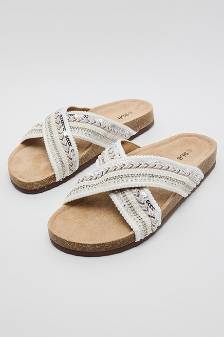 Embroidered Flat Sandals