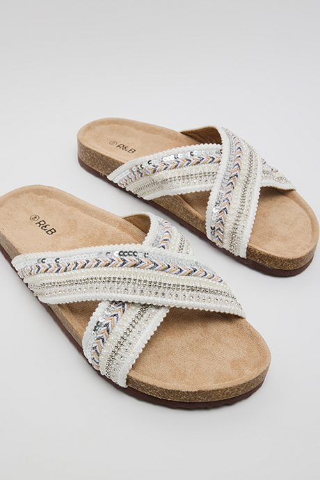 Embroidered Flat Sandals