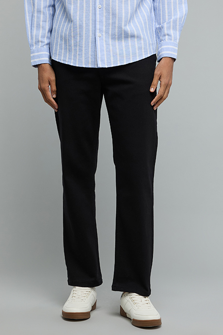 Solid Straight Fit Jeans with Button Closure