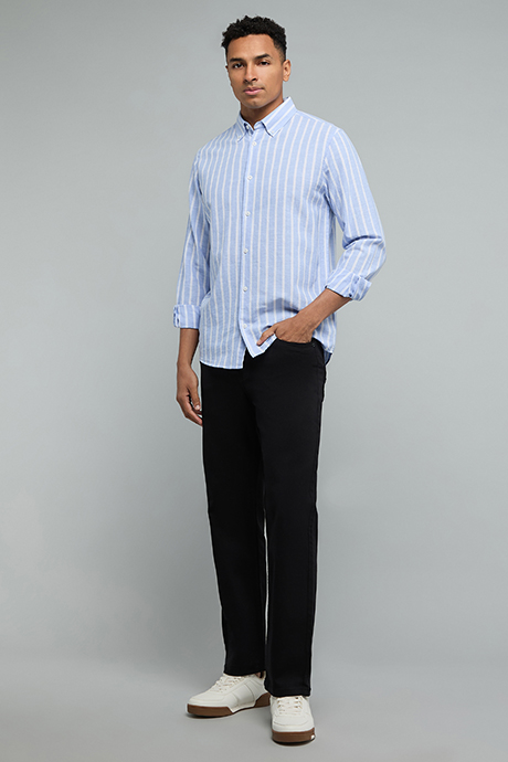 Solid Straight Fit Jeans with Button Closure