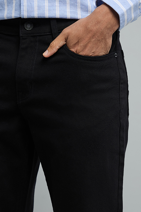 Solid Straight Fit Jeans with Button Closure