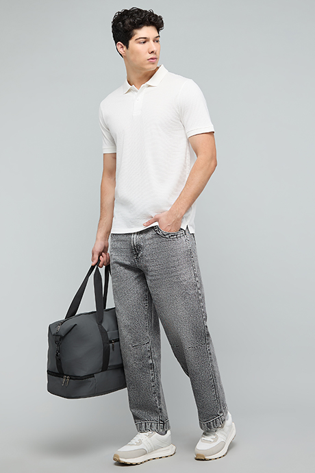 Solid Straight Fit Jeans with Elastic Waist