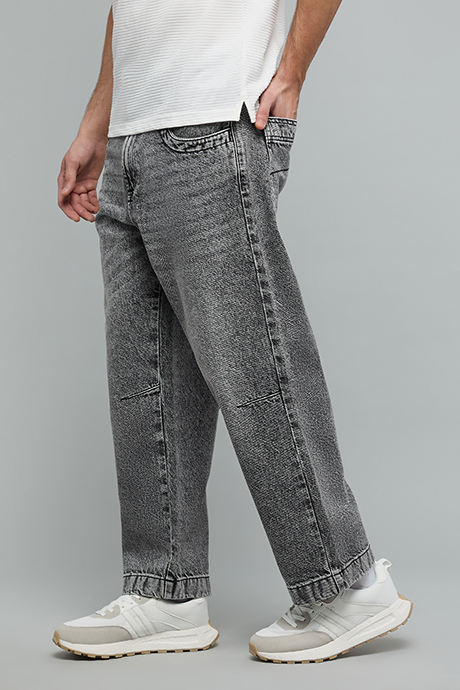 Solid Straight Fit Jeans with Elastic Waist