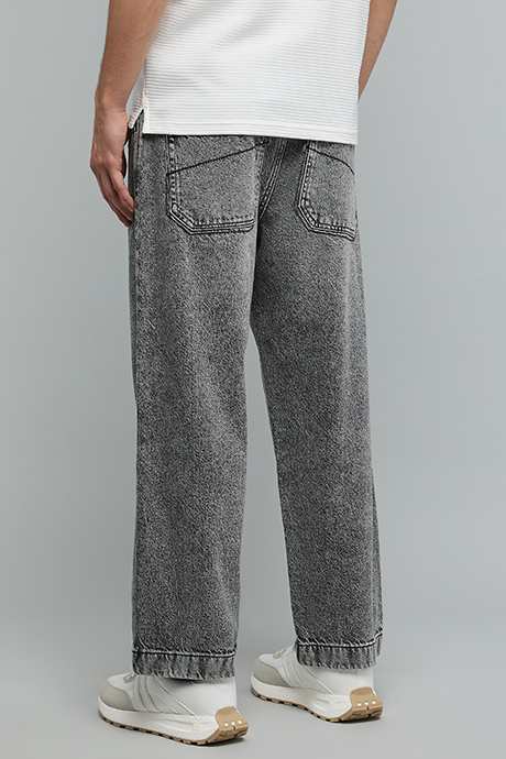 Solid Straight Fit Jeans with Elastic Waist