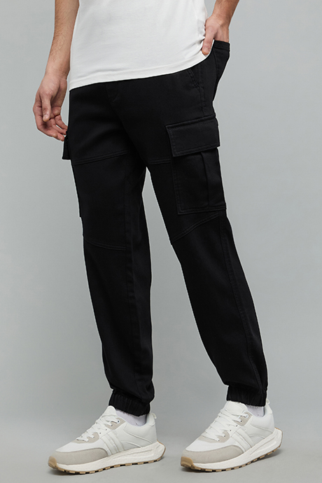 Washed Straight Fit Jeans with Elastic Waist