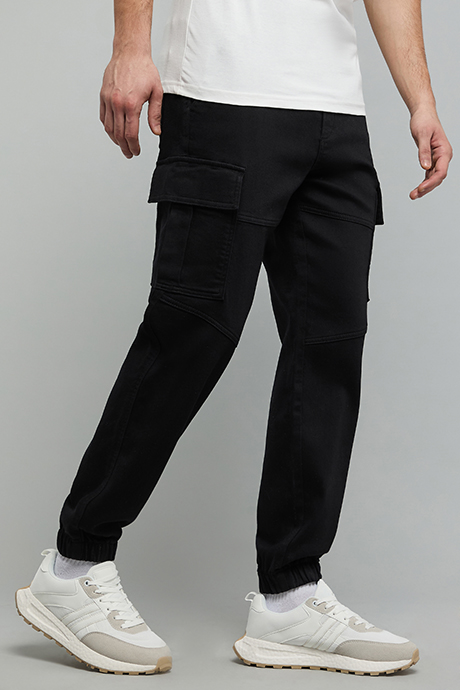 Washed Straight Fit Jeans with Elastic Waist