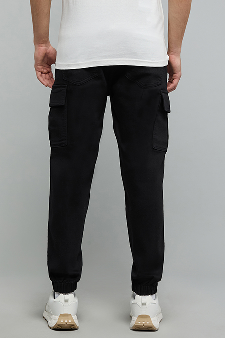 Washed Straight Fit Jeans with Elastic Waist