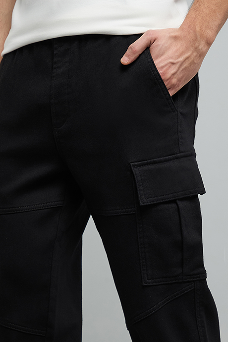 Washed Straight Fit Jeans with Elastic Waist