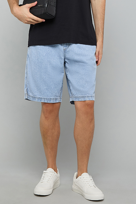 Washed Straight Fit Jeans with Button Closure