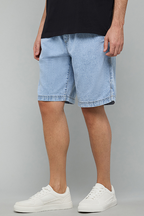 Washed Straight Fit Jeans with Button Closure