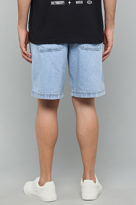 Washed Straight Fit Jeans with Button Closure