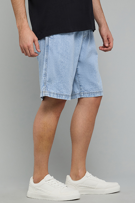 Washed Straight Fit Jeans with Button Closure