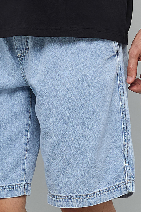 Washed Straight Fit Jeans with Button Closure
