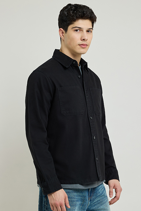 Washed Cargo Jeans with Button Closure