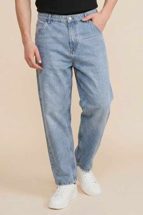 Washed Cropped Wide Leg Jeans