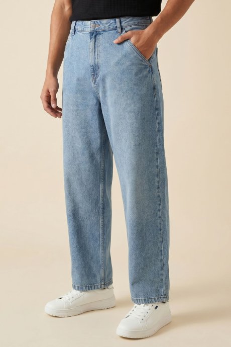 Washed Cropped Wide Leg Jeans