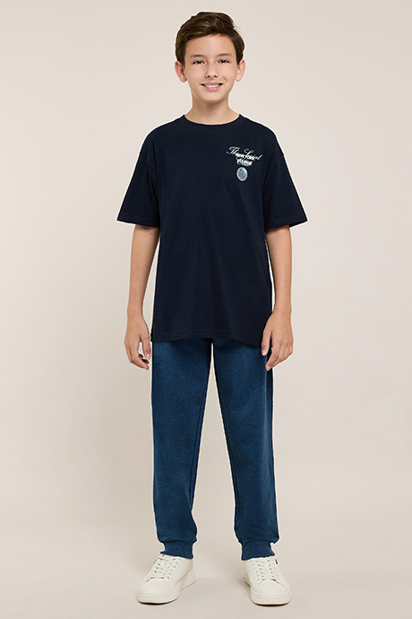 Print Detail T-Shirt with Crew Neck and Short Sleeves