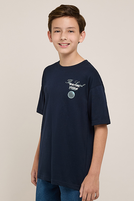 Print Detail T-Shirt with Crew Neck and Short Sleeves
