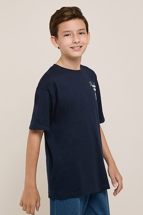 Print Detail T-Shirt with Crew Neck and Short Sleeves