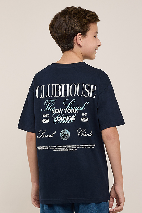 Print Detail T-Shirt with Crew Neck and Short Sleeves