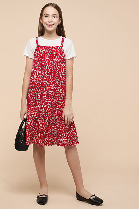 Printed Strappy Tiered Dress