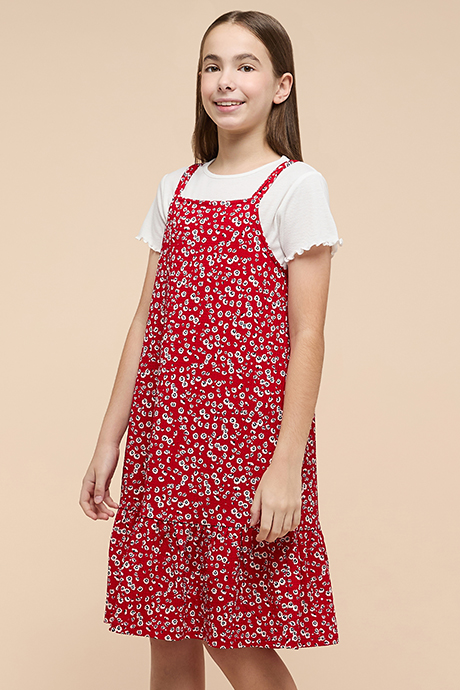 Printed Strappy Tiered Dress