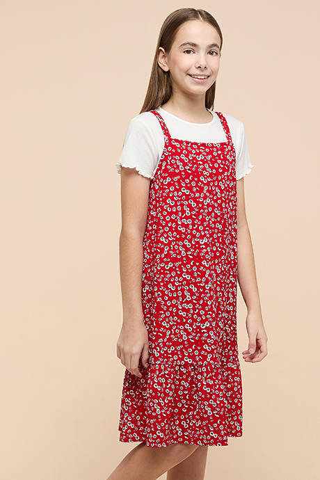 Printed Strappy Tiered Dress